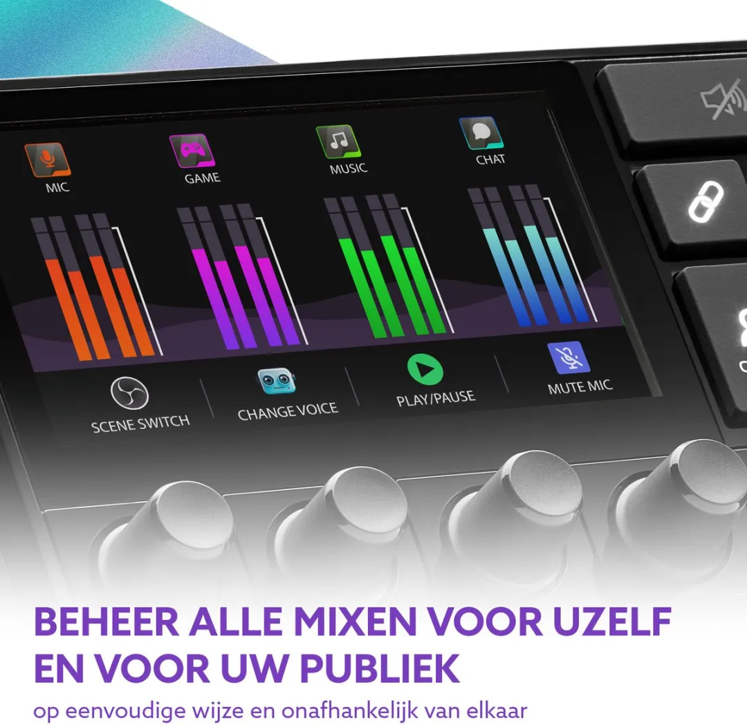 Hercules Stream 200 XLR - Audiocontroller voor Live-streaming - LCD-scherm - 4 VU meters - 8 Tracks - PC