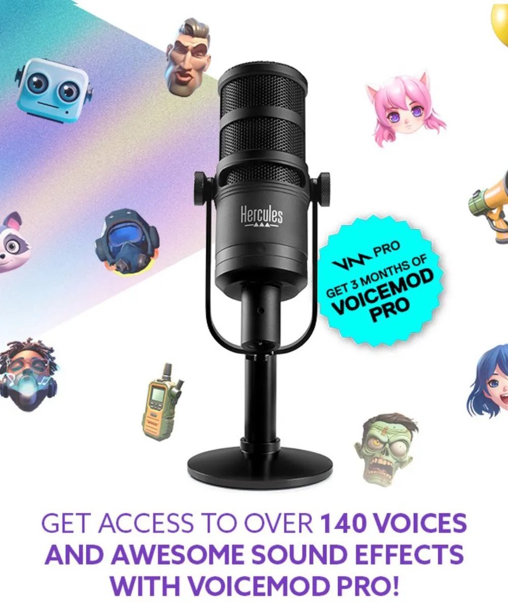 Hercules Stream 100 - Audiocontroller voor Live-streaming - LCD-scherm - 4 VU meters - 8 Tracks - PC