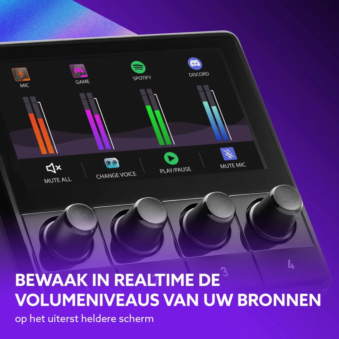 Hercules Stream 100 - Audiocontroller voor Live-streaming - LCD-scherm - 4 VU meters - 8 Tracks - PC