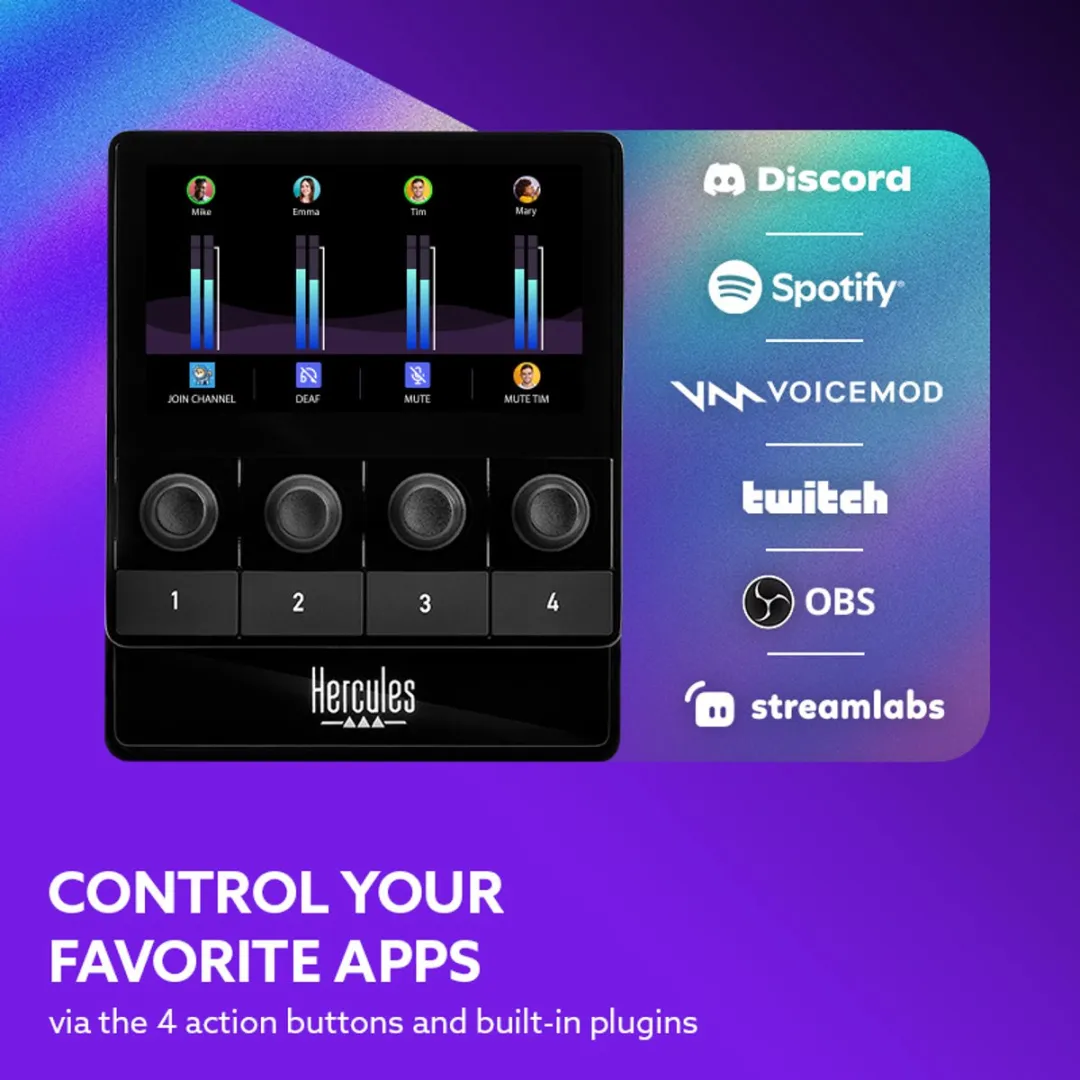 Hercules Stream Starter Kit - Stream 100 Audiocontroller + HUD-600 USB-Microfoon - Livestream Set