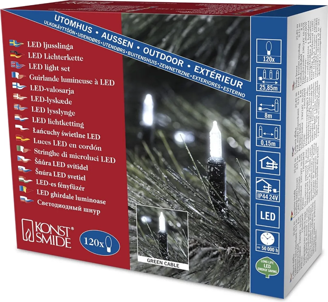 Konstsmide LED Snoer Pizello 24V - 120 Lichtpunten Koelwit Groen - afbeelding 2 van 3