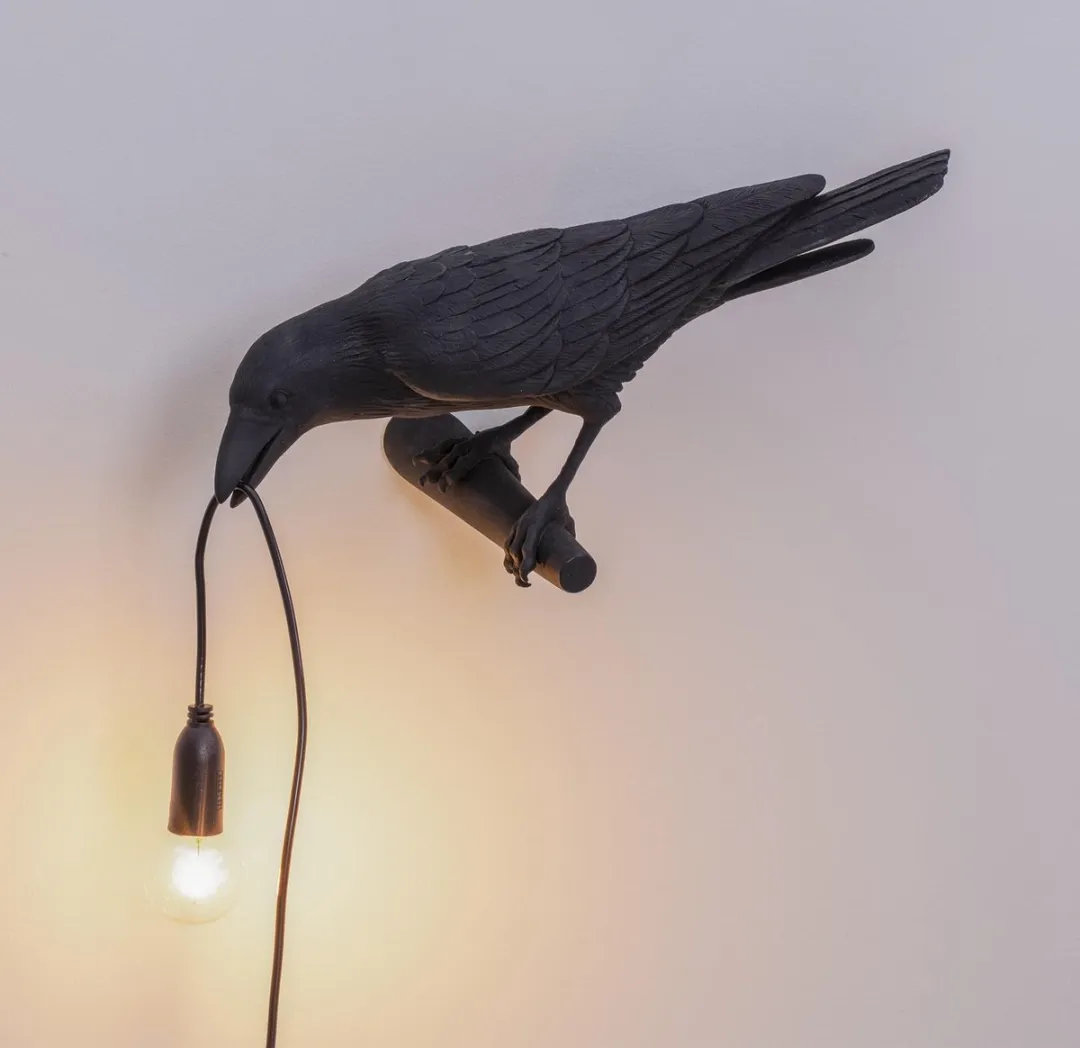 Seletti Bird Looking Wandlamp Links Zwart