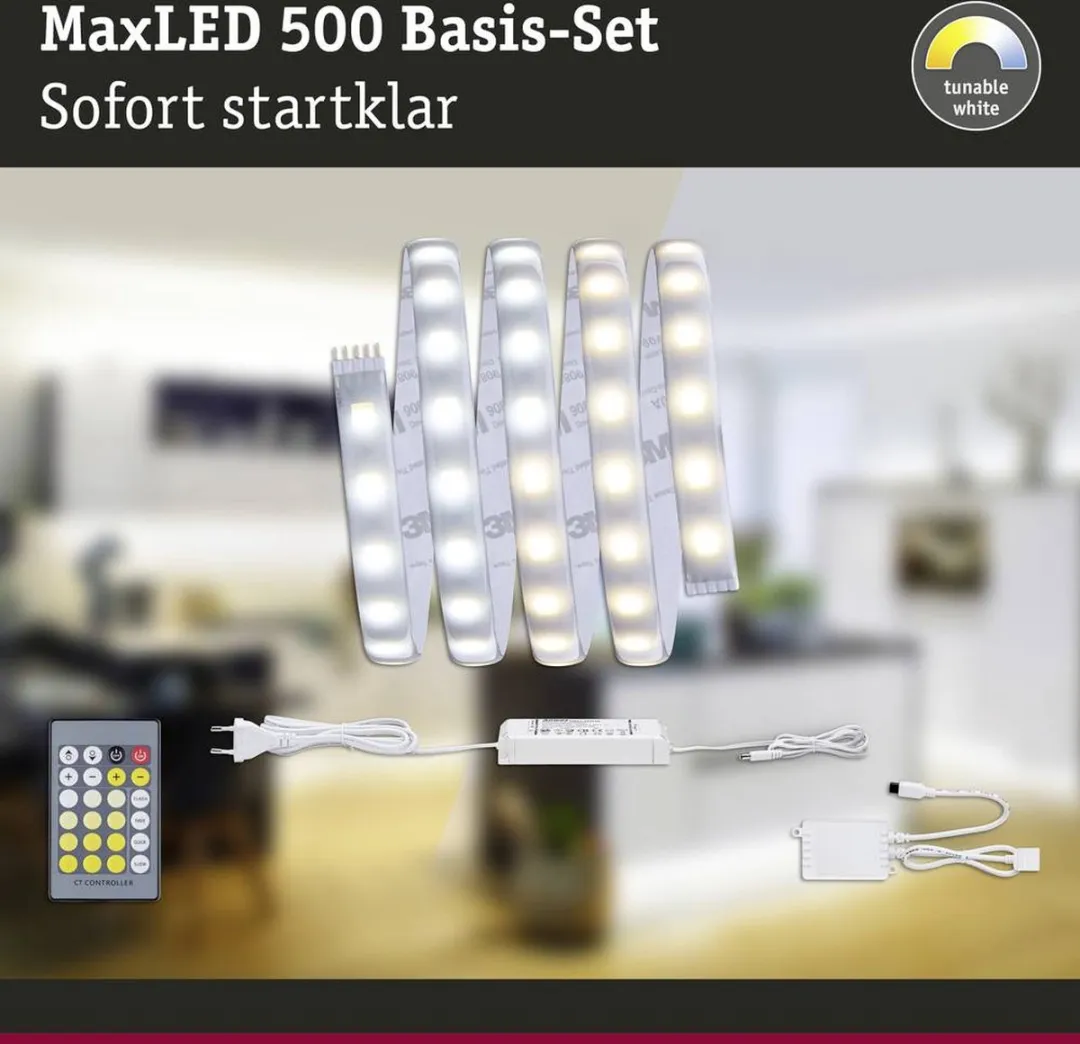 Paulmann MaxLED 500 LED-strip Basisset 150cm - Instelbaar wit 2700K - Zilver