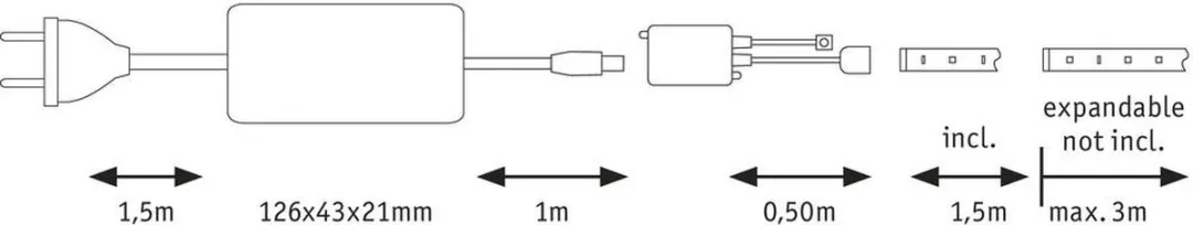 Paulmann MaxLED 500 LED-strip Basisset 150cm - Instelbaar wit 2700K - Zilver