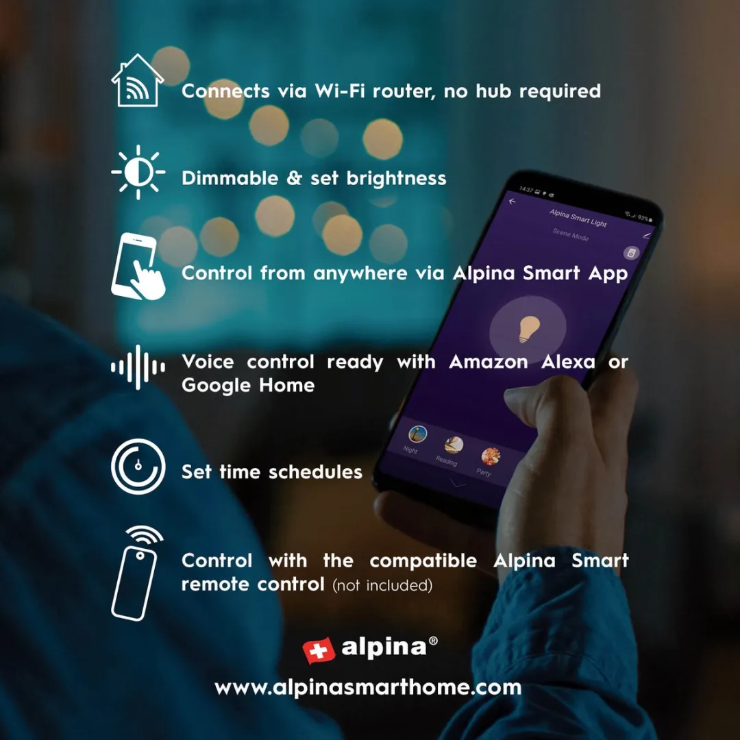 Alpina Smart Home Wifi E27 LED Lamp 5.5W - Goud - 5000K
