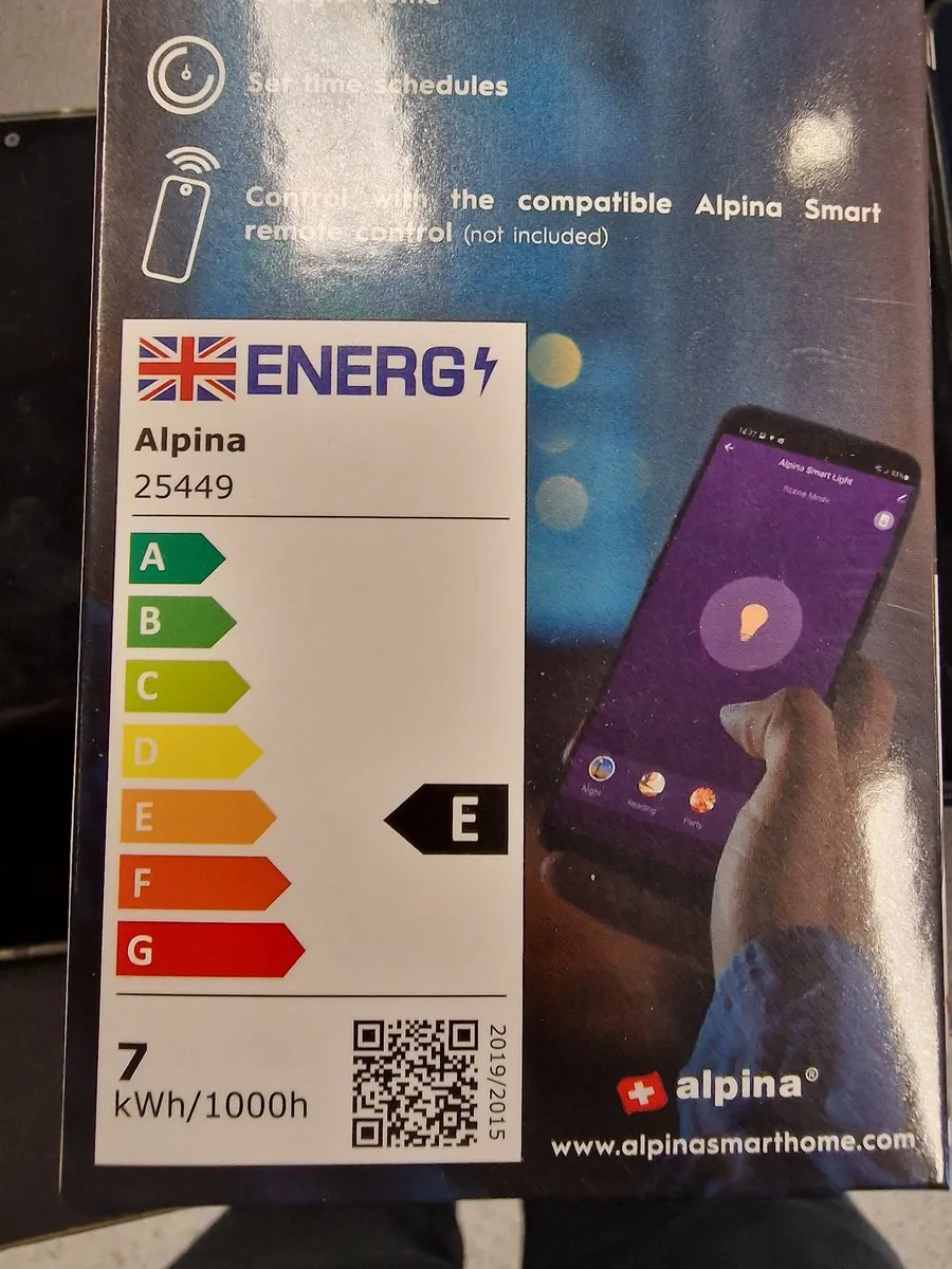 Alpina Smart Home Wifi E27 LED Lamp 7W - Warm wit - App & Voice Control