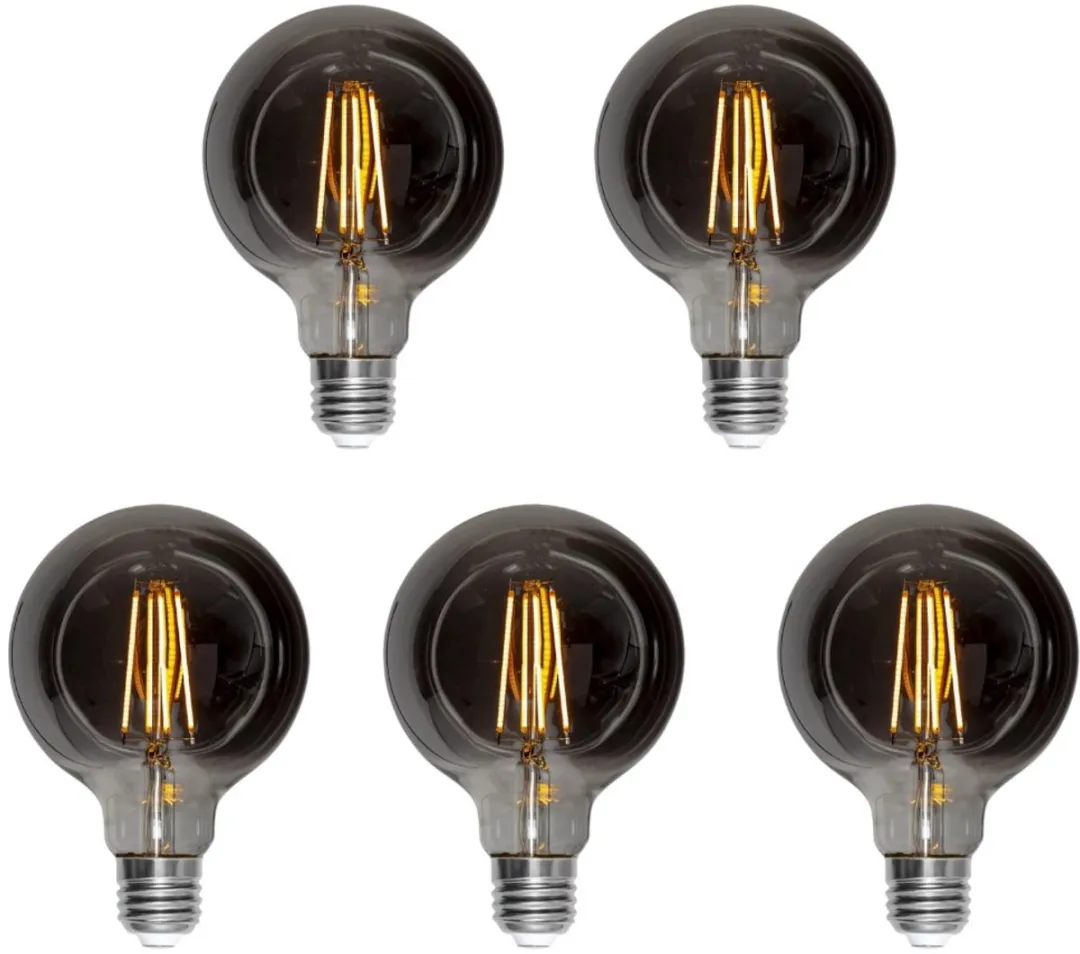 5-Pack | 3 standen - G95 Globelamp - E27 - 3.9W- Super Warm Wit - 2200K - Dimbaar
