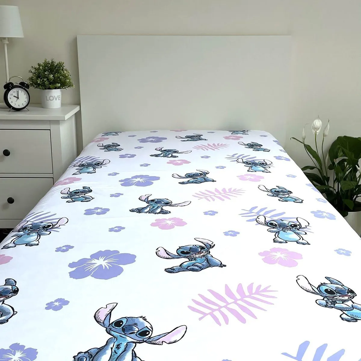 Disney Stitch Katoenen Lakenset 90x200cm - Eenpersoons - Wit - afbeelding 4 van 6