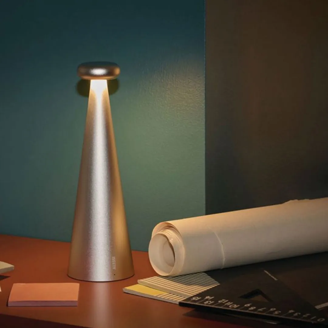 Alessi Bedin Oplaadbare Tafellamp - Zilvergrijs - afbeelding 5 van 5