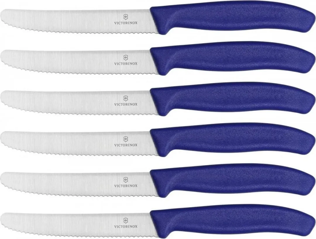 Victorinox Swiss Classic Tafelmessenset - 6-delig - Blauw - Gekarteld