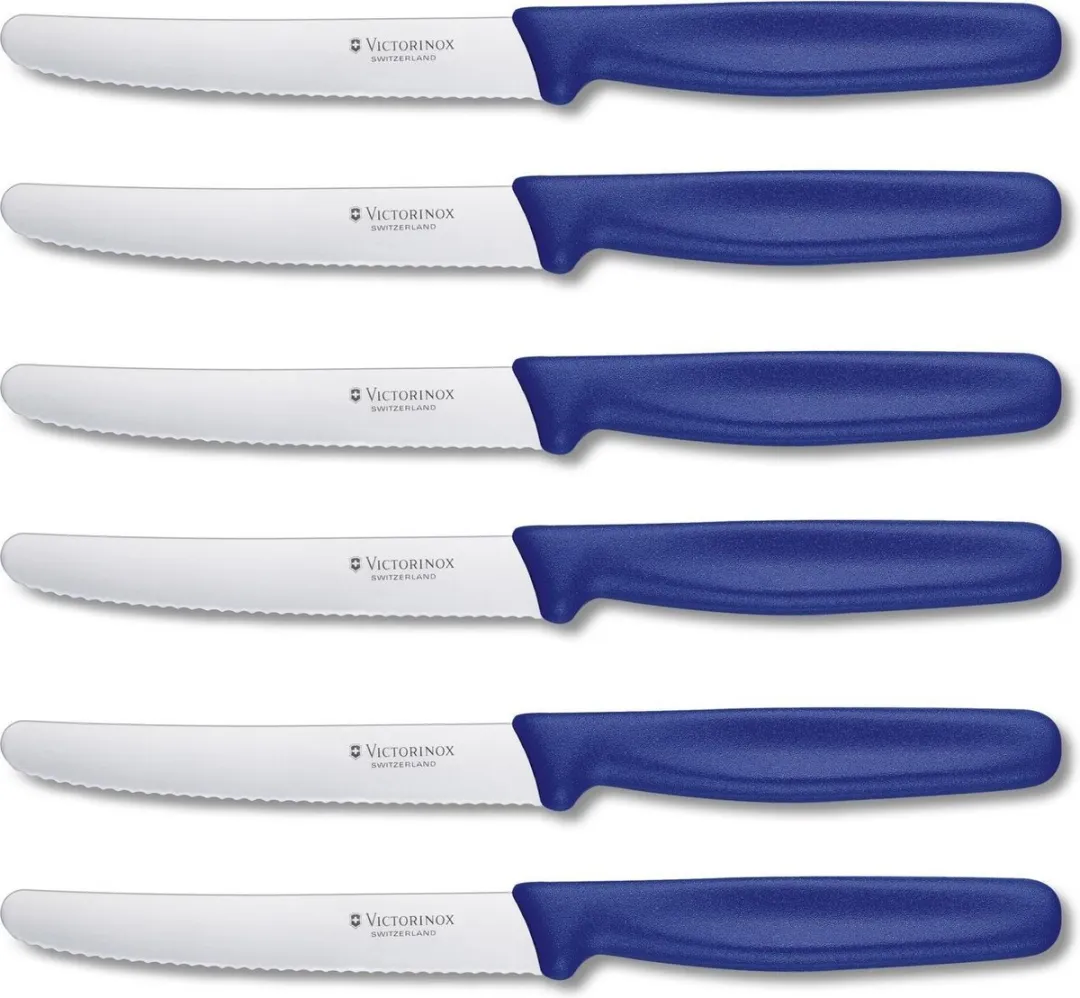 Victorinox Swiss Classic Tafelmessenset - 6-delig - Blauw - Gekarteld
