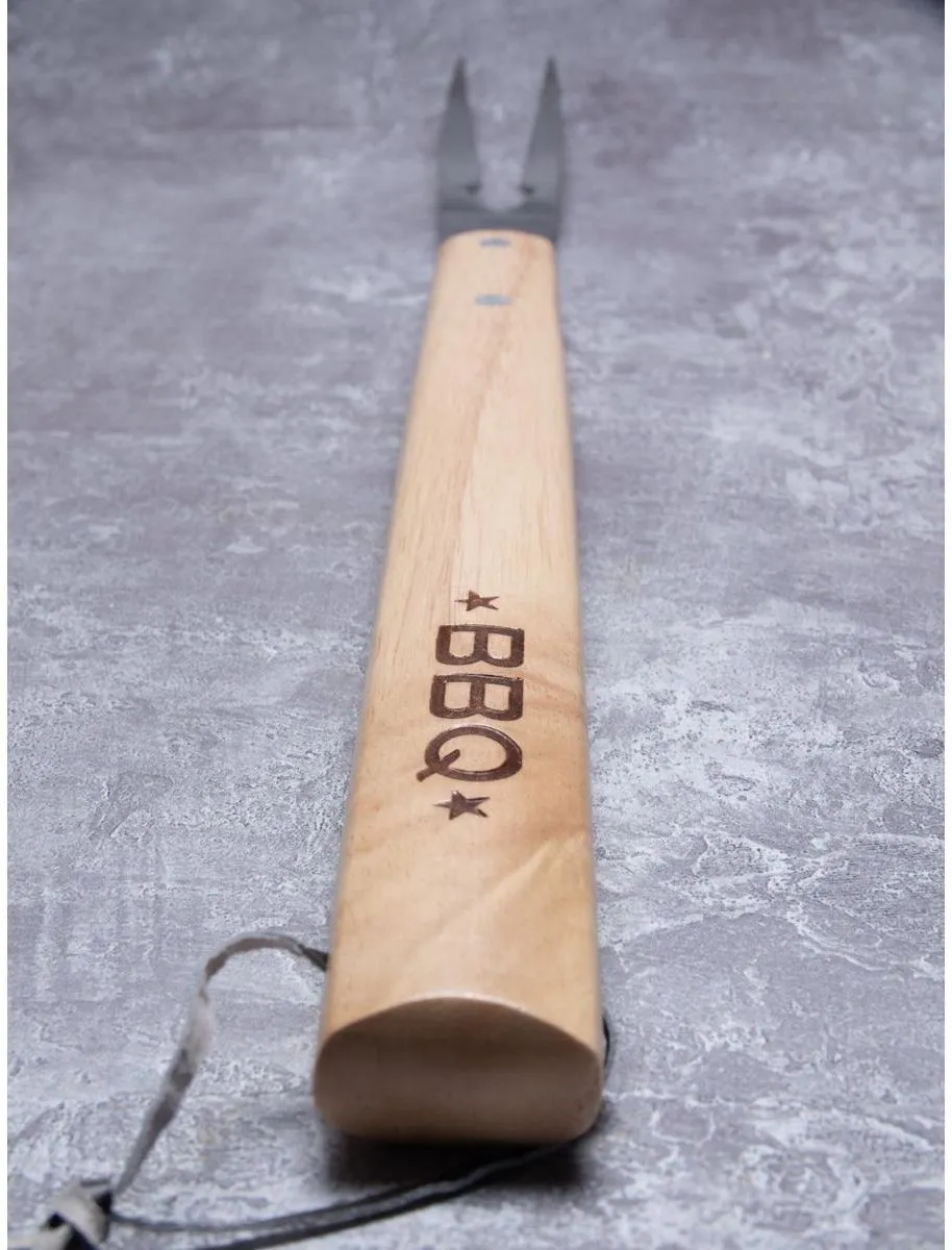 Fackelmann 25191 Barbecuevork - Hout/roestvrij staal 42cm