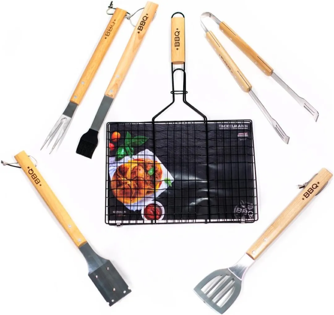 Fackelmann 25191 Barbecuevork - Hout/roestvrij staal 42cm - afbeelding 6 van 6