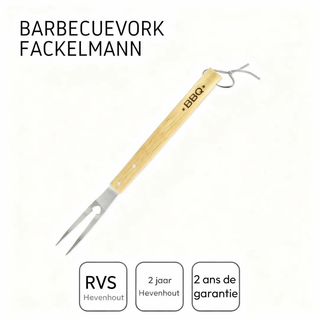 Fackelmann 25191 Barbecuevork - Hout/roestvrij staal 42cm