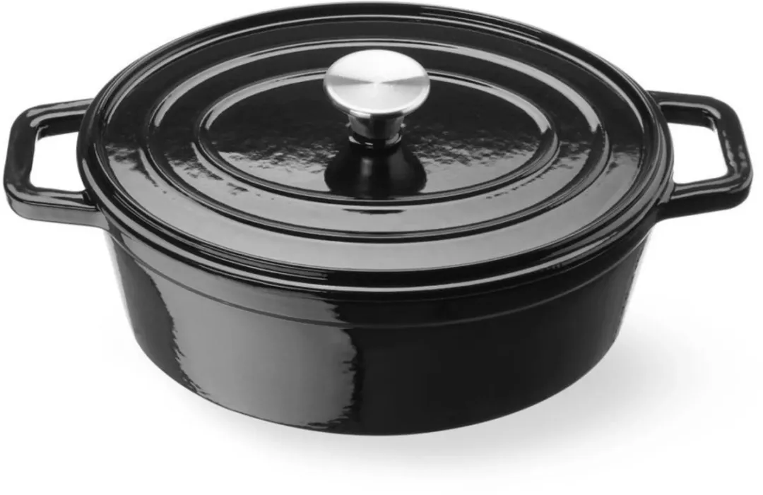 HENDI Braadpan 4,4L - Gietijzer geëmailleerd - 29cm - Zwart