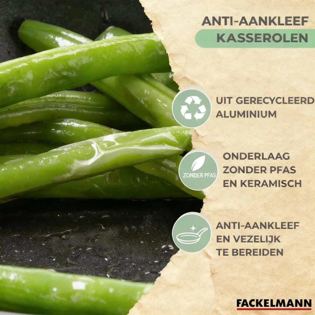 Fackelmann 9429950 Anti-aanbakset Keramisch - 16/18/20cm - Zwart & Groen