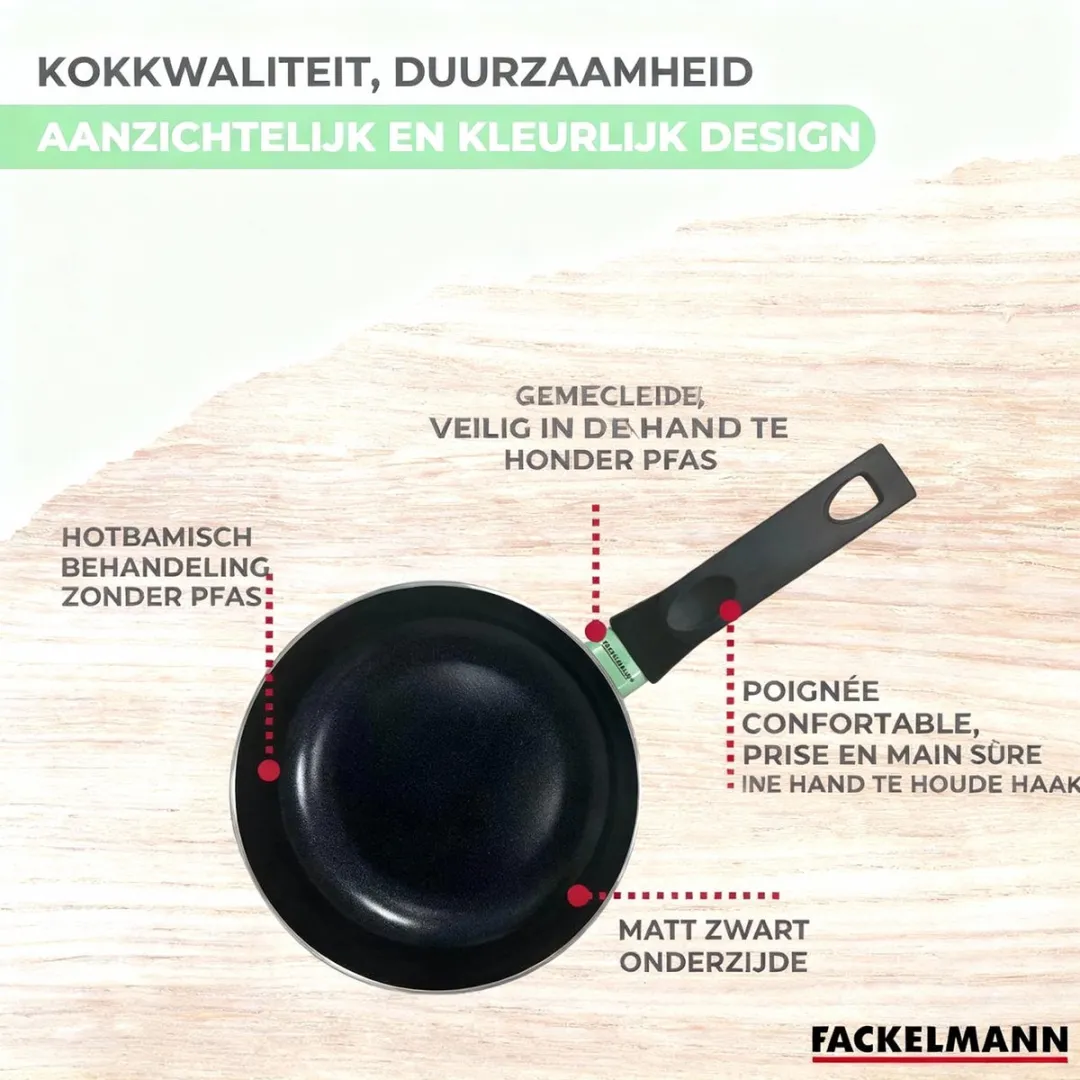 Fackelmann 9429950 Anti-aanbakset Keramisch - 16/18/20cm - Zwart & Groen