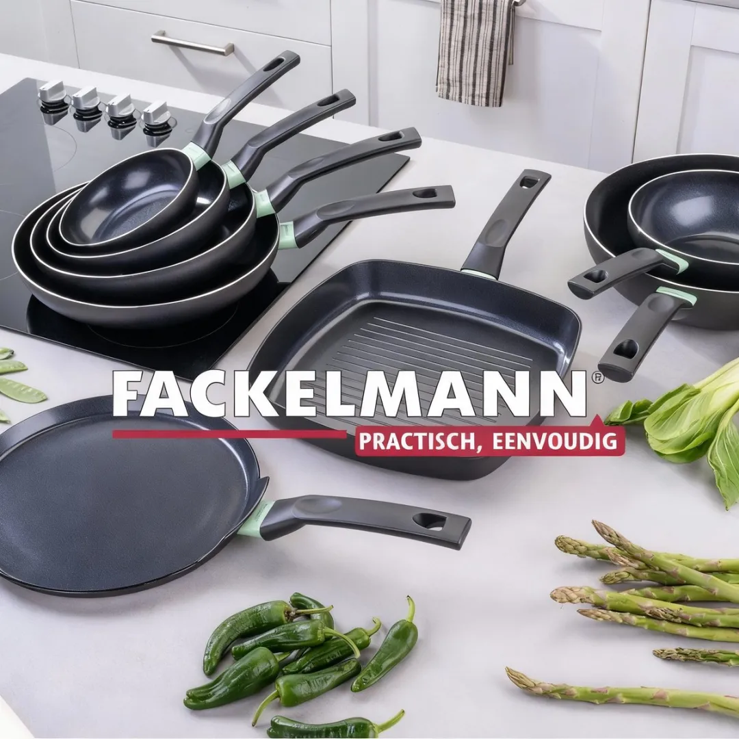 Fackelmann 9429950 Anti-aanbakset Keramisch - 16/18/20cm - Zwart & Groen