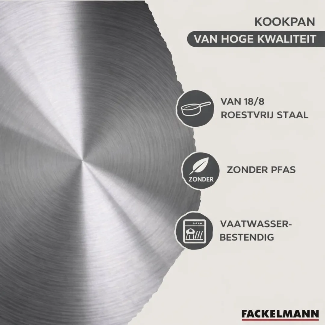 Fackelmann Geneva Set RVS Pannen 20/24cm - 2 Stuks met Deksel & Keukengerei
