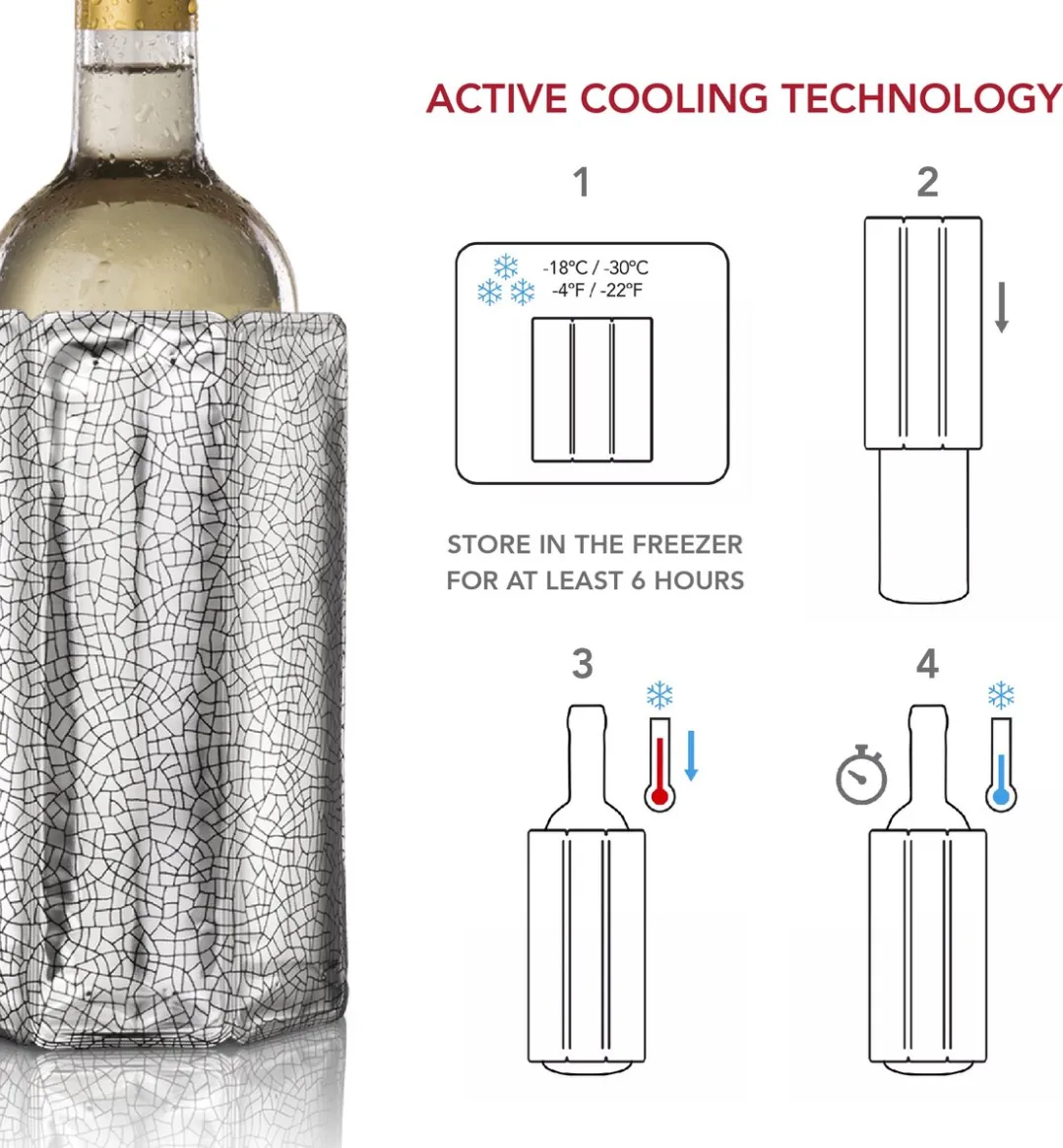 Vacu Vin Active Cooler Wine Sleeve | Wijnkoeler | Zilver