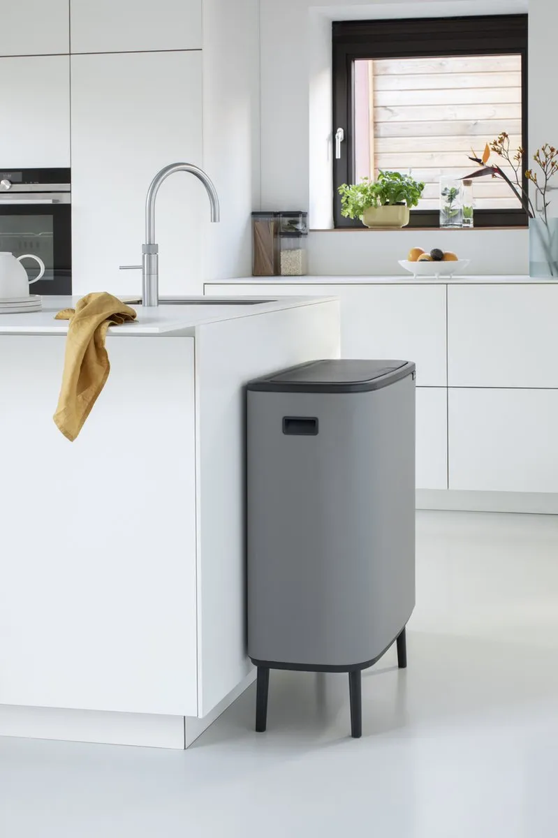 Brabantia Bo Touch Bin Hi Prullenbak - 2 x 30 liter - Afvalscheiding - Mineral Concrete Grey