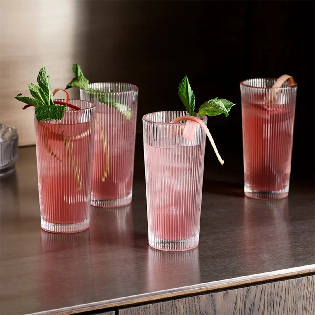 Stelton Pilastro - Longdrinkglas - Ribbel - 300 ml - 4 stuks