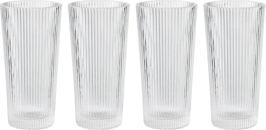 Stelton Pilastro - Longdrinkglas - Ribbel - 300 ml - 4 stuks