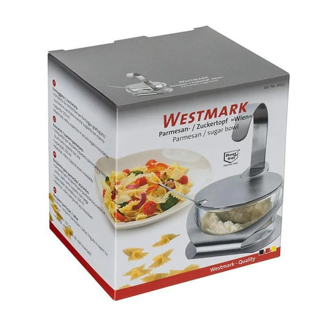 Westmark Kaas- en Suikerpot 4-delig 150ml - Roestvrij staal/glas