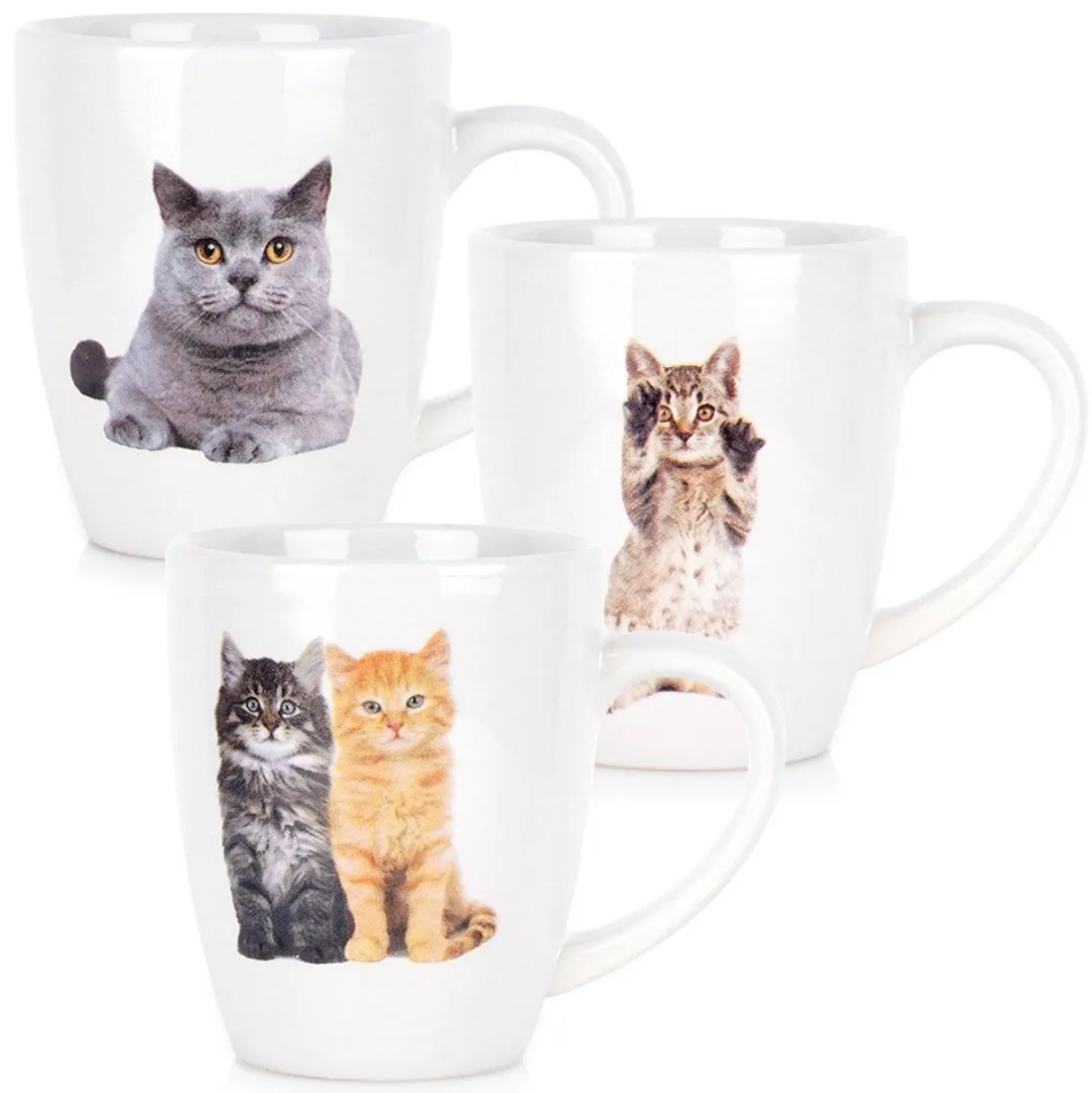 Excellent Houseware Bekerset Katten 3-delig 220ml