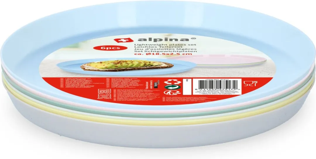 Alpina Gekleurde Borden Set 18.5cm - 6 Stuks - Multicolor