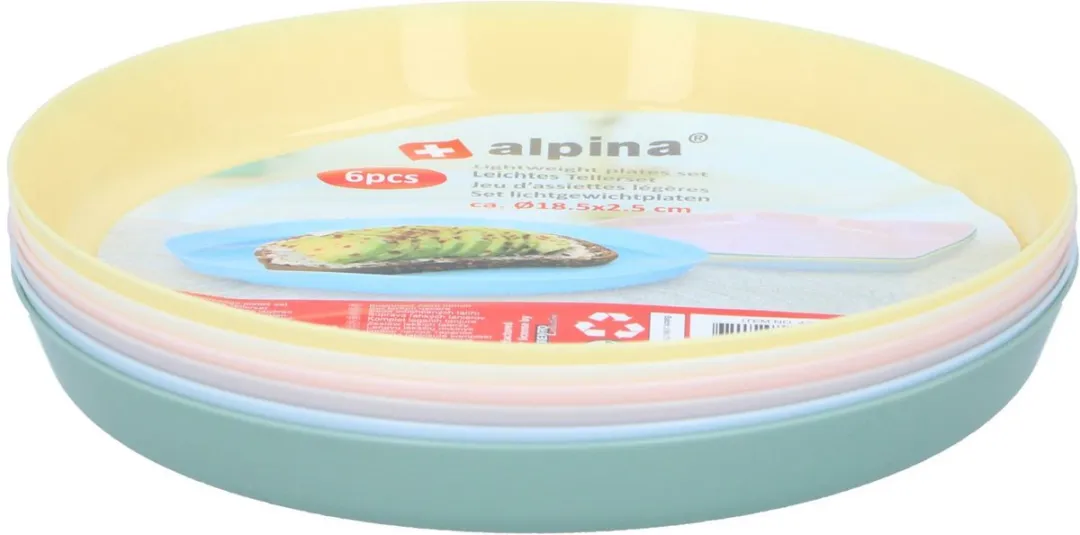 Alpina Gekleurde Borden Set 18.5cm - 6 Stuks - Multicolor