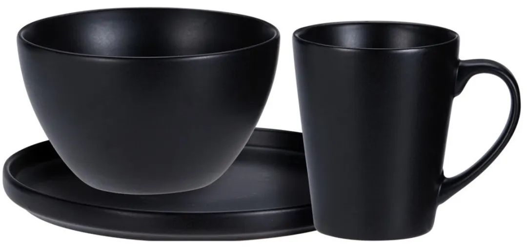 Excellent Houseware Ontbijtservies 12-delig - 4 Personen - Zwart