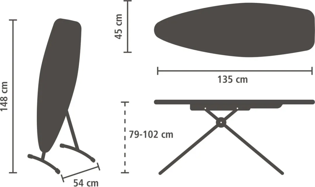 Brabantia Strijkplank & Stoombord D 241420 - 135x45cm - Denim Black