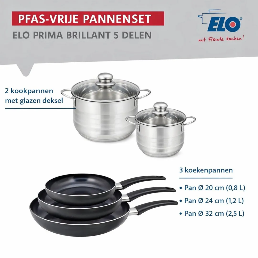 Fackelmann ELO 9744650 Keukengerei Set - 5-delig - Inductie - Zwart