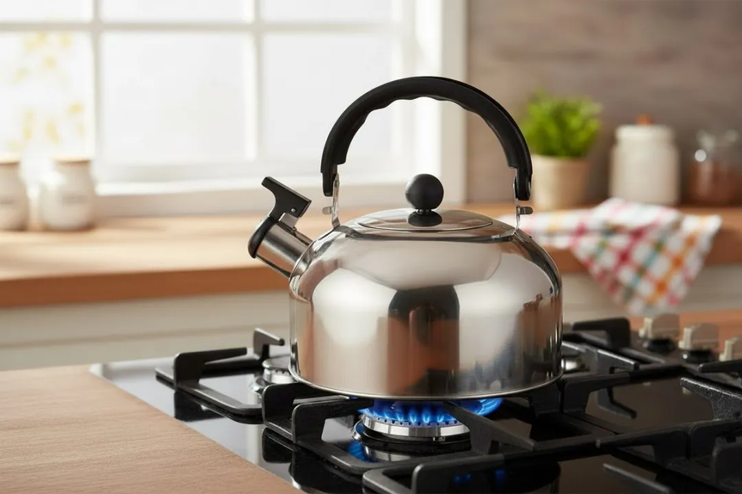 Cookinglife Fluitketel RVS 2 Liter - Waterkoker - Theeketel - Kettle - Zilver/Zwart - Fluitfunctie Comfortabele Handgreep