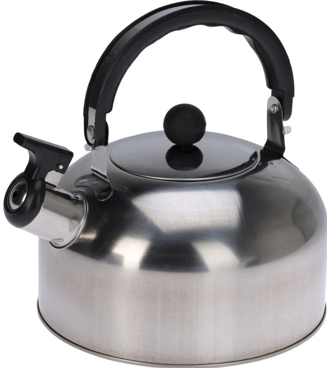 Cookinglife Fluitketel RVS 2 Liter - Waterkoker - Theeketel - Kettle - Zilver/Zwart - Fluitfunctie Comfortabele Handgreep