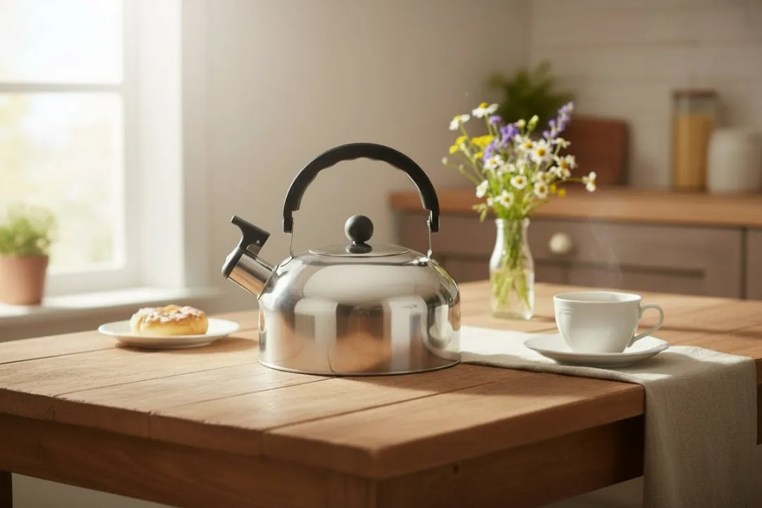 Cookinglife Fluitketel RVS 2 Liter - Waterkoker - Theeketel - Kettle - Zilver/Zwart - Fluitfunctie Comfortabele Handgreep