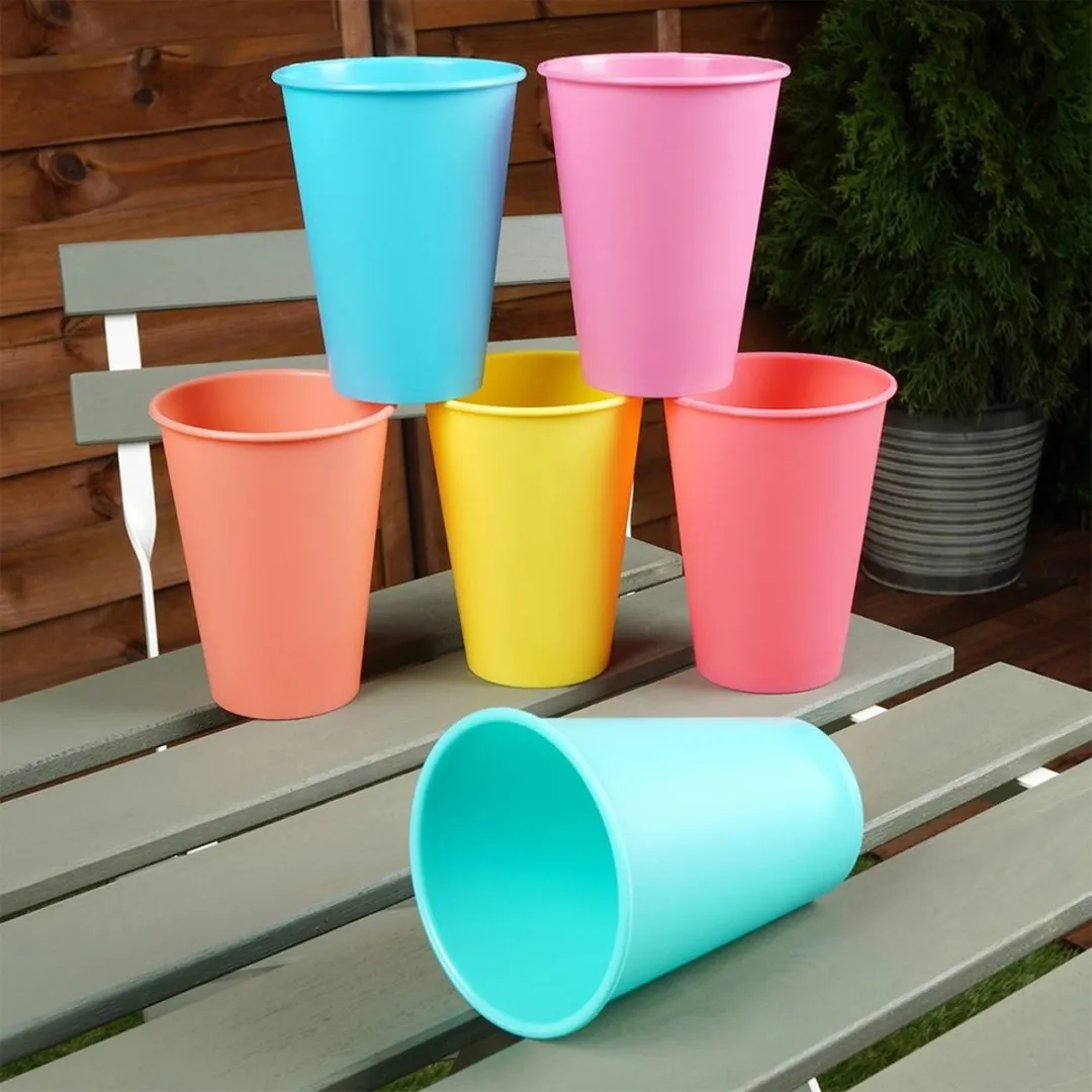 Excellent Houseware Kunststof Drinkbekers 400ml - Set van 6 Stuks - Multicolor