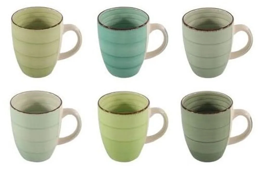 Cookinglife Mokken Delice Groen 350 ml – Set van 6 – Aardewerk met Diepgroen Glazuur – Vaatwasser- & Magnetronbestendig