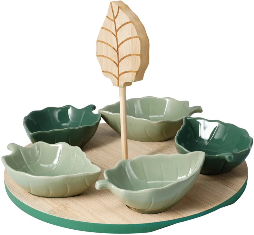 Excellent Houseware Tapas Serveerschaaltjes Leaf Groen