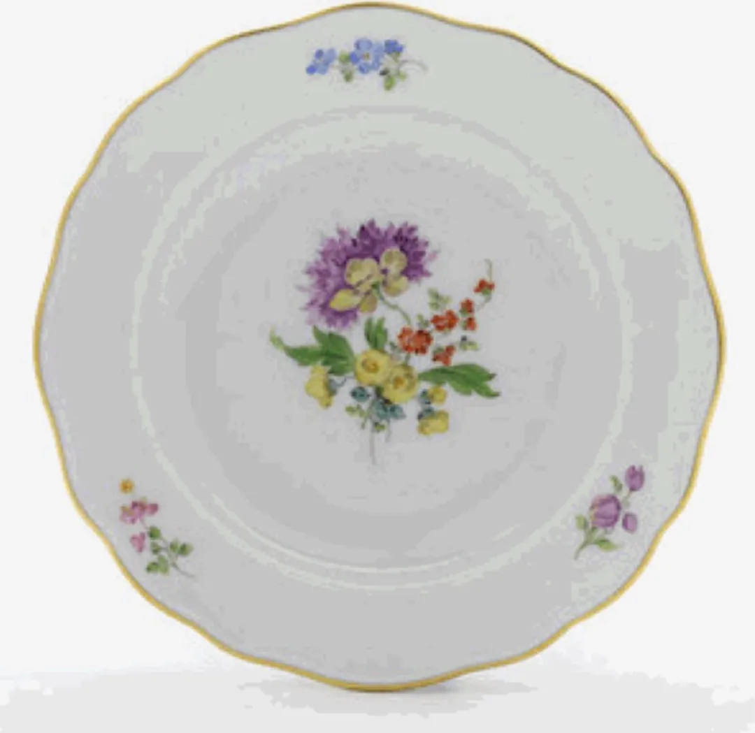 Voorgerecht- en dessertbord | Meissen | Drie bloemenpatroon