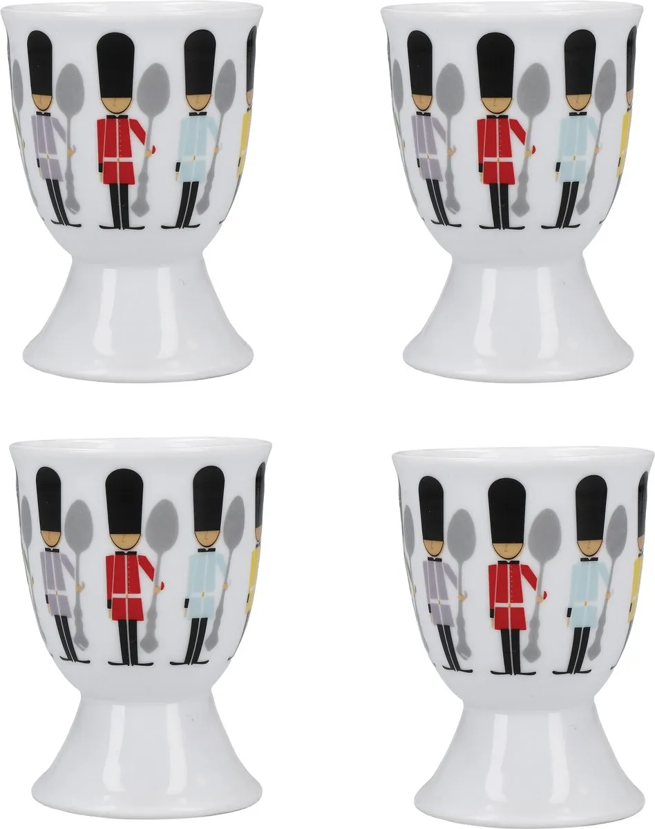 KitchenCraft 4-delige grappige keramische eierdopjesset