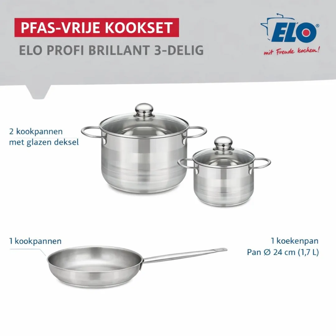 Fackelmann Elo Profi Brillant Keukengerei Set 3-delig - 24/16/12cm Roestvrij staal