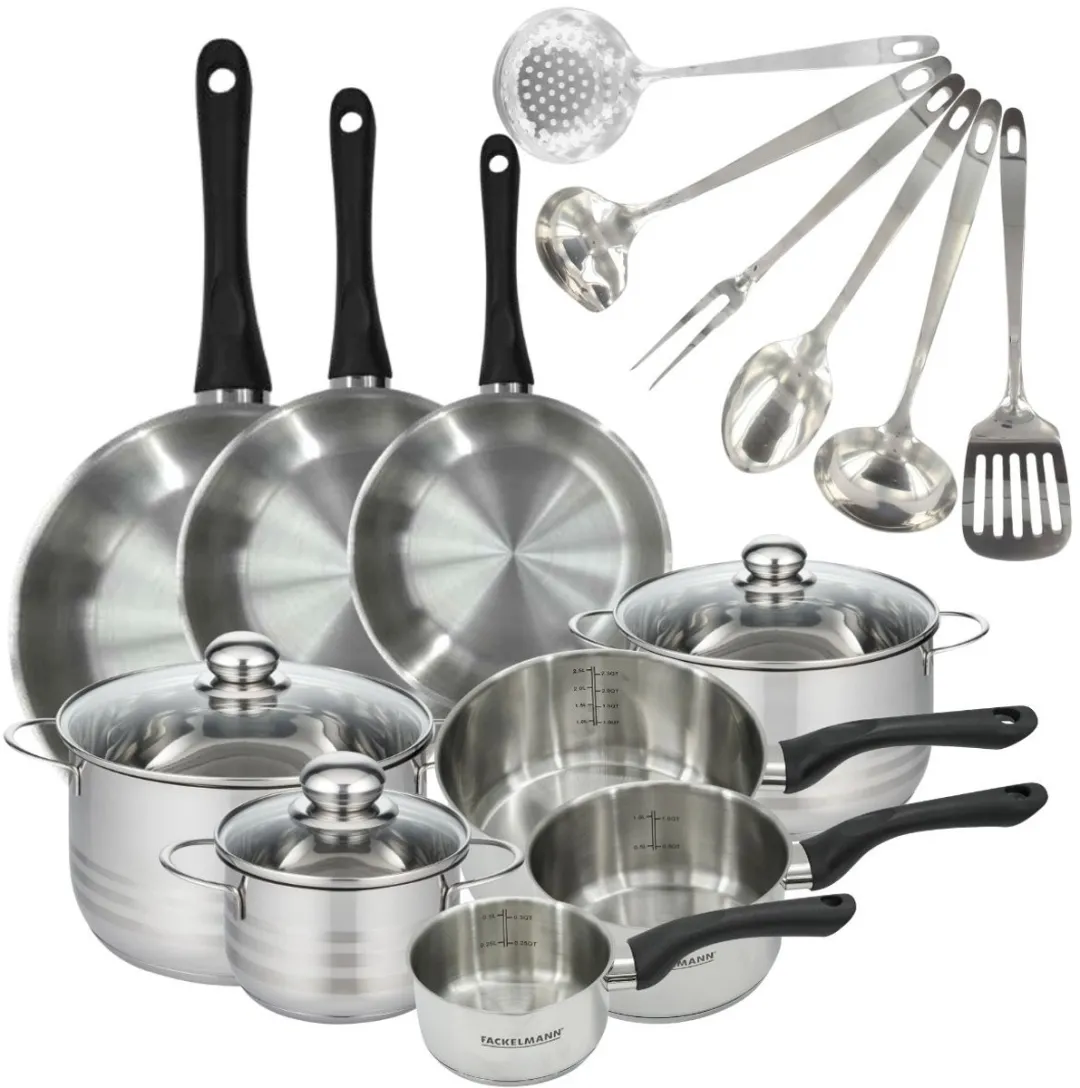 Fackelmann 9350150 3-delige Pan Set - Roestvrij staal - 12/16/20cm