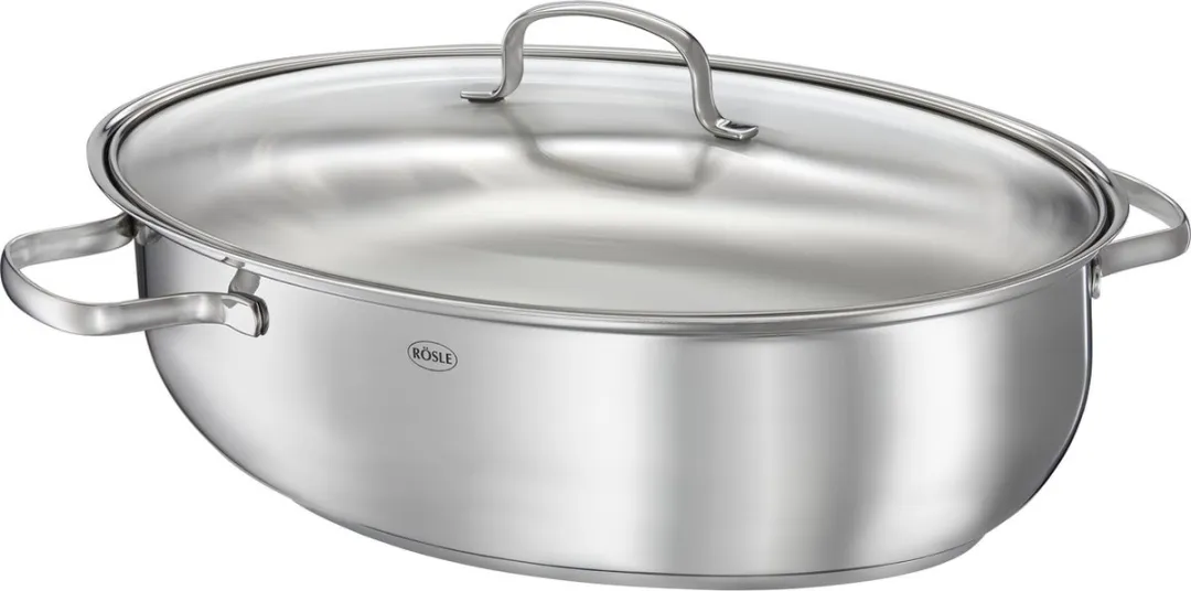 Braadpan met Glazen Deksel, 8 L, 41 x 28.5 cm, Ovaal - Rösle | Elegance