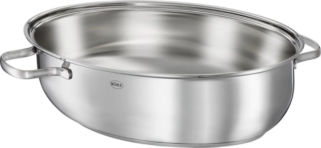 Braadpan met Glazen Deksel, 8 L, 41 x 28.5 cm, Ovaal - Rösle | Elegance