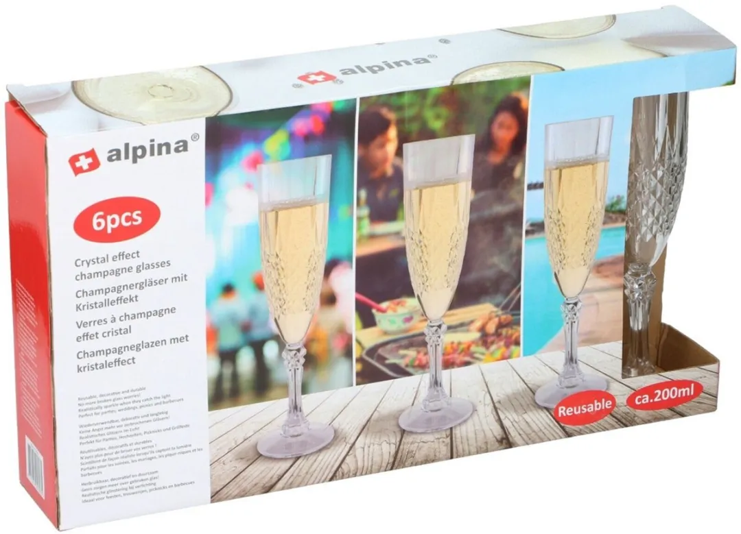 Alpina Kunststof Champagneglazen 0.20L - 6 Stuks