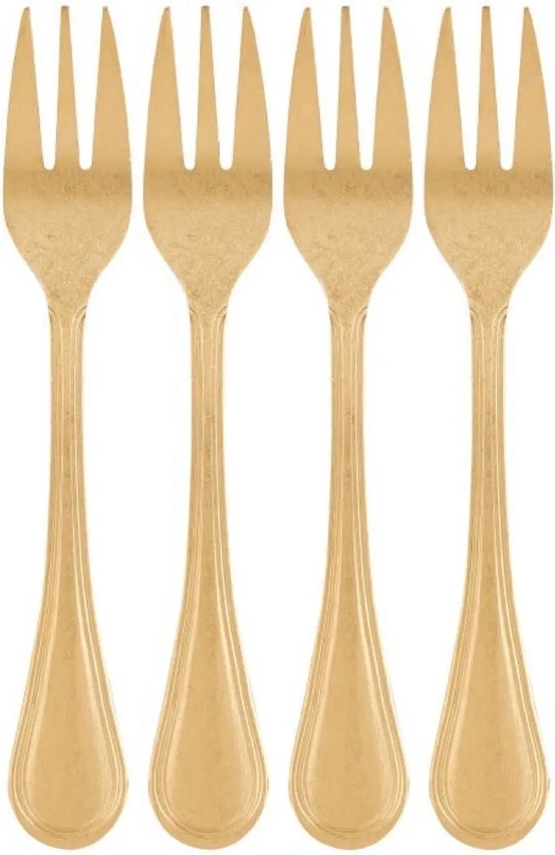 Excellent Houseware Gebaksvorkjes - 4 Stuks - Goud