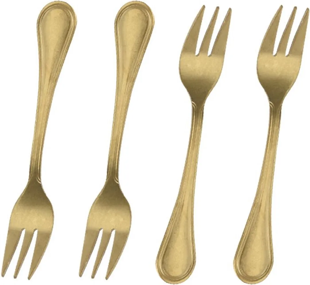 Excellent Houseware Gebaksvorkjes - 4 Stuks - Goud