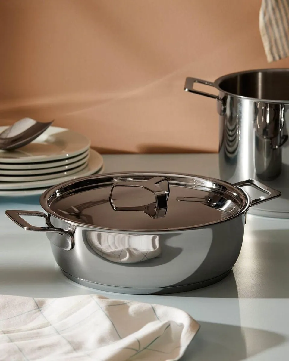 Alessi Braadpan Pots&Pans AJM102/28 - 5.5L - Zilver - afbeelding 6 van 6